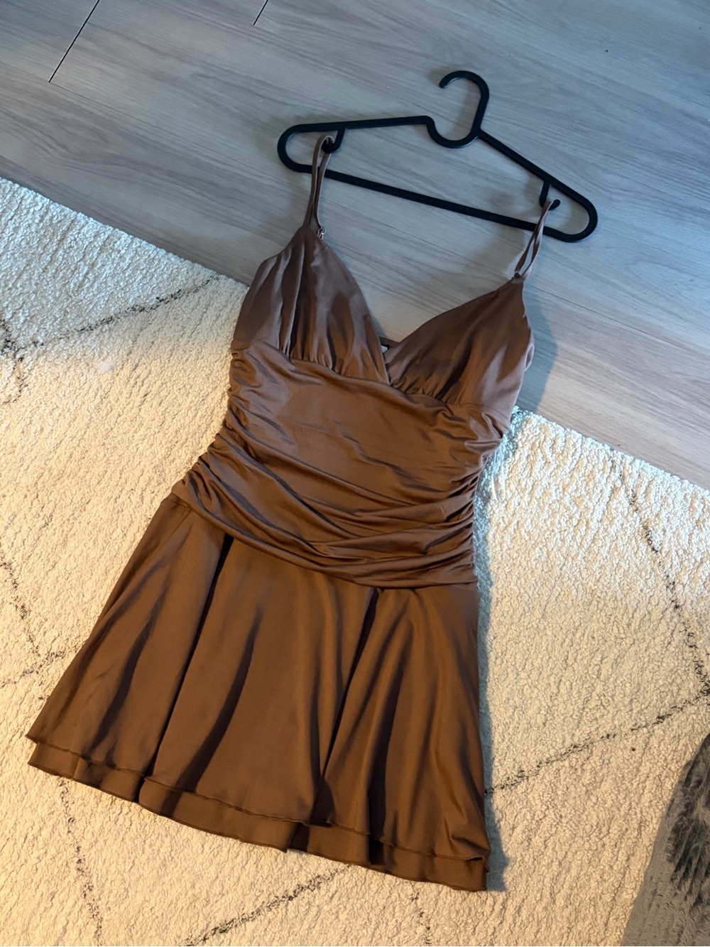 Princess Polly Brown Ruched V-Neck Slip Dress